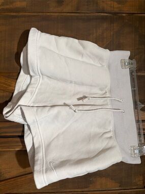 Nike White Fleece Drawstring Shorts